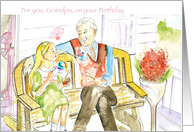 happy birthday, Grandpa, from girl to grandpa card