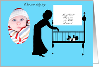Our baby boy, announcement, silhouette, baby announcement, photo card