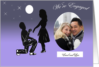 We’re engaged, photo card, announcement, silhouette couple, invitation card