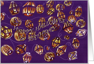 Happy Halloween Birthday, japanese lanterns, pumpkin lanterns, collage card