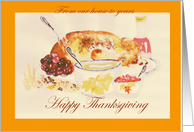 From our house to yours, Happy thanksgiving, turkey and grapes, wine card