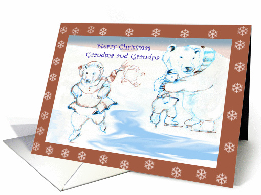 Merry Christmas Grandma and Grandpa,i e skating polar bears card