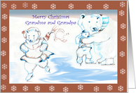 Merry Christmas Grandma and Grandpa,i e skating polar bears card