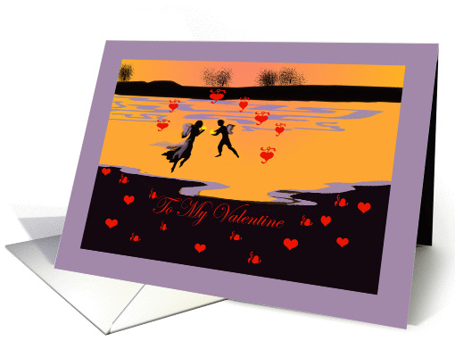 To My Valentine, fairies over the lake,silhouette card (896186)