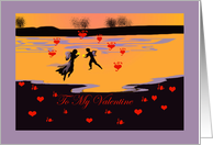 To My Valentine, fairies over the lake,silhouette card