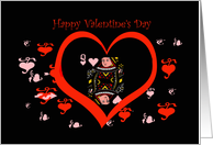 Happy Valentine’s Day Girlfriend, Queen of hearts on black background card