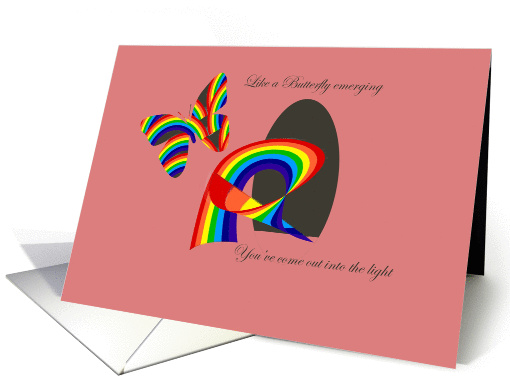 Like a Butterfly, rainbow butterfly emerging from dark space card