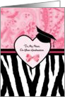 Girly Graduation Congratulations For Niece Zebra Print card