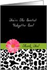 Thank You Babysitter Trendy Leopard Print With Pink Flower card