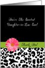 Thank You Daughter In Law Trendy Leopard Print With Pink Flower card