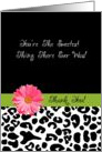 Thank You Trendy Leopard Print With Pink Flower card