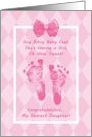 Daughter Baby Shower Congratulations Pink Baby Footprints card