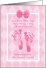 Cousin Baby Shower Congratulations Pink Baby Footprints card