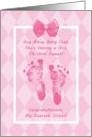 Sister Baby Shower Congratulations Pink Baby Footprints card