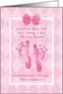 Step Daughter Baby Shower Congratulations Pink Baby Footprints card