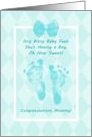 Boy Baby Shower Congratulations Blue Baby Footprints card