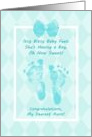 Aunt Baby Shower Congratulations Blue Baby Footprints card