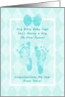 Great Niece Baby Shower Congratulations Blue Baby Footprints Bow Print card