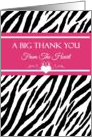 Thank You From The Heart With Trendy Pink And Black Zebra Print card