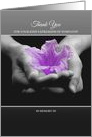 Thank you For Sympathy Condolence Purple Flower In Hands card