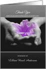 Thank You Sympathy Purple Flower In Hands card