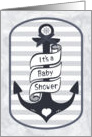 Cute Nautical Anchor Bow and Stripes Baby Shower Invitation card