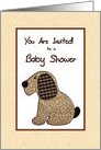 Neutral Baby Shower Invitation - Gingham Dog - Quilt Style card