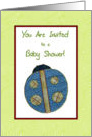 Neutral Baby Shower Invitation - Plaid Lady Bug - Quilt Style card