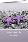 Happy Twins Day, Brother, Of All The Fish In The Sea, Purple Starfish card