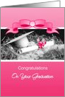 Girly Graduation Congratulations With Pink Ribbon card