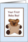 Congratulations On New Baby - First Boy -Teddy Bear card