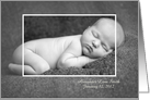 Personalized Photo Birth Announcement Modern White Frosted Frame card