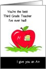 Third Grade Teacher Appreciation, Best Teacher, Bug In An Apple card