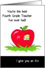 Fourth Grade Teacher Appreciation, Best Teacher, Bug In An Apple card