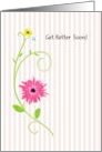 Get Better Soon, Pretty Pink Gerbera Daisy With Stripes card