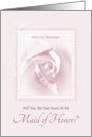 Will You Be My Maid Of Honor, Aunt, Delicate Pink Bridal Rose card