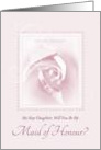 Will You Be My Maid Of Honour, My Step Daughter, Pink Bridal Rose card