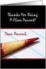 Dear Parent, Thanks For Your Help In Class, Red Colored Pencil card