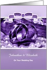 Personalized Wedding Day Congratulations, Wedding Bands In Purple card