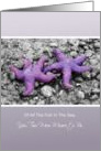Wedding Congratulations, Purple Bride and Groom Starfish On Beach card