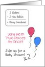 Double Baby Shower Invitation For Sisters, Busy Grandma With Balloons card