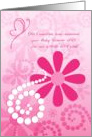 Cute Thank You For Girl Baby Shower Gift Pink Retro Flowers card