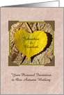 Autumn Themed Wedding Invitation, Yellow Heart Shaped Leaf card