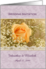 Lavender and Peach Personalized Wedding Invitation With Peach Rose card