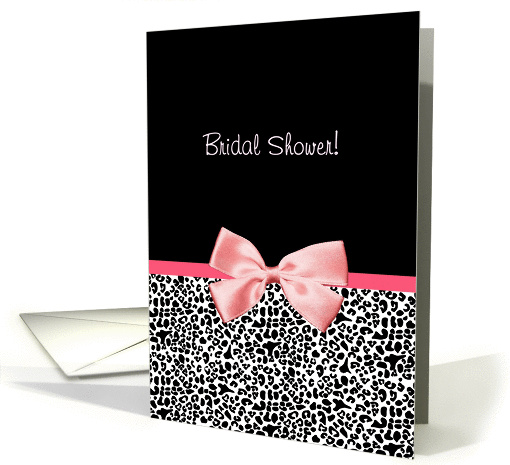 Trendy Leopard Print Bridal Shower Invitation With Pink Ribbon card