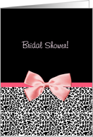 Trendy Leopard Print Bridal Shower Invitation With Pink Ribbon card