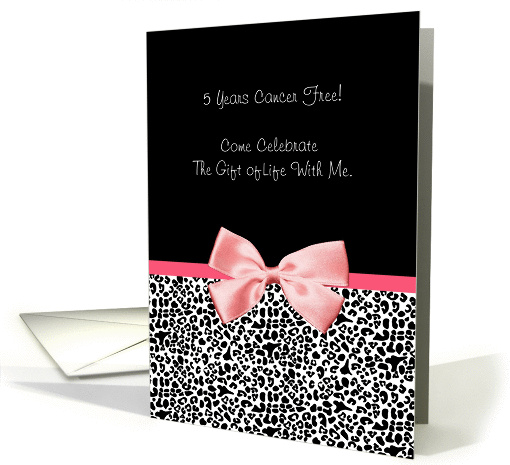 Breast Cancer 5 Year Survivor Party Invitation Trendy Pink Ribbon card