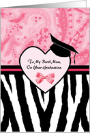 Girly Graduation Congratulations For Birth Mom Zebra Print card