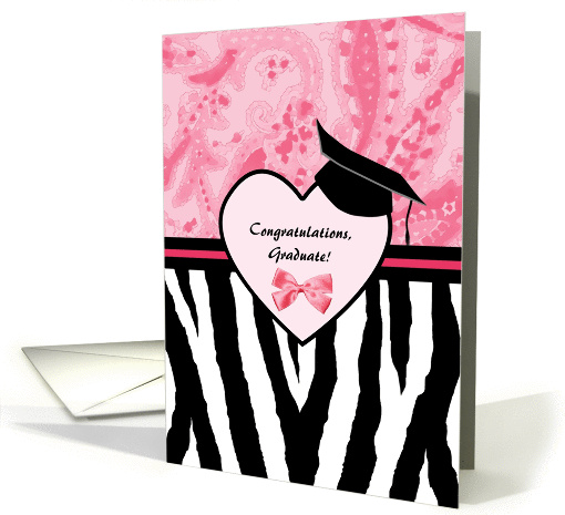 Girly Graduation Congratulations Zebra Print card (1020631)