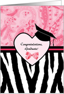 Girly Graduation Congratulations Zebra Print card